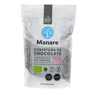 Cobertura de chocolate 79% cacao sin azúcar (400g) Manare